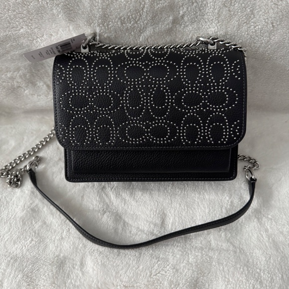 Coach Klare Crossbody Bag With Signature Rivets. Silver/Black - Picture 1 of 8